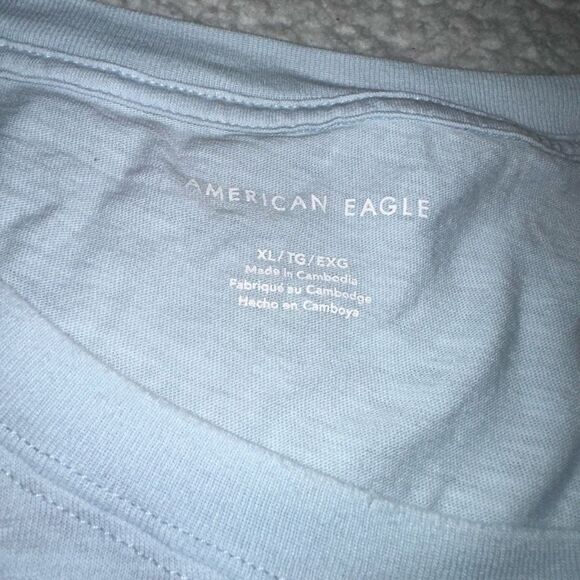 American Eagle Poolside Club Beach Light Blue Graphic Tee XL EUC - Picture 8 of 12